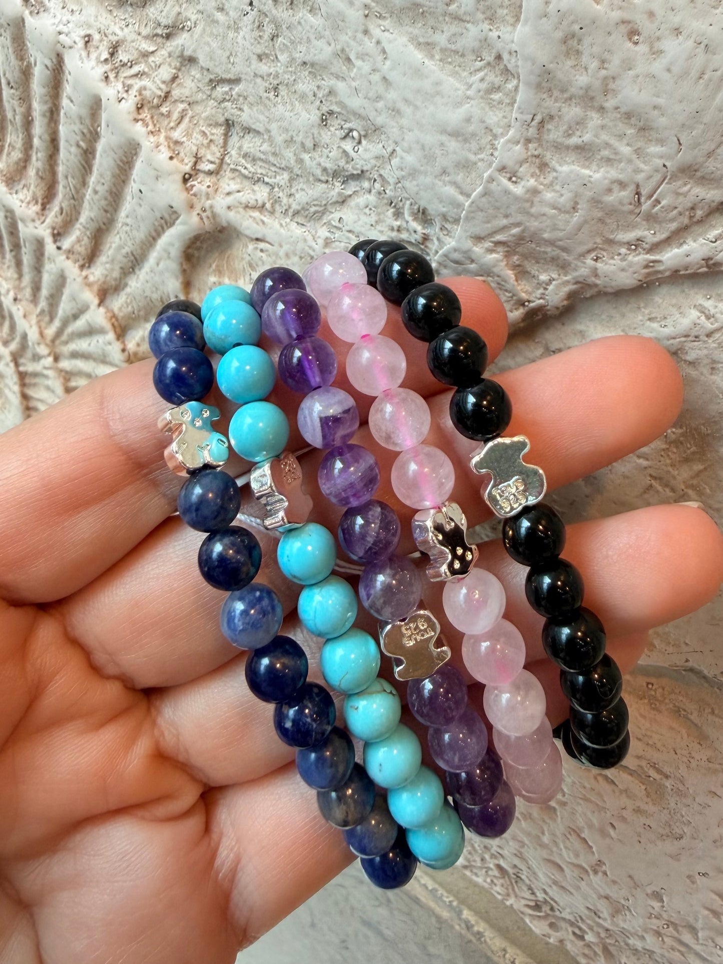 PULSERA PIEDRAS NATURALES BAÑO EN PLATA