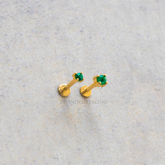 LABRET ESMERALDA 3MM ORO 18K