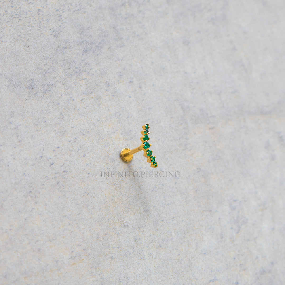 LABRET CLUSTER ESMERALDA ORO 18K