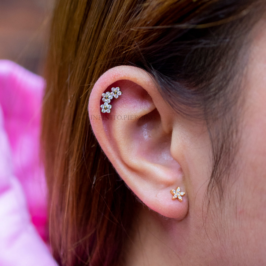 LABRET CLUSTER FLORAL TITANIO