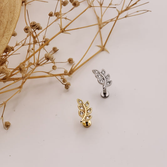 LABRET ZIRCON HOJA ACERO