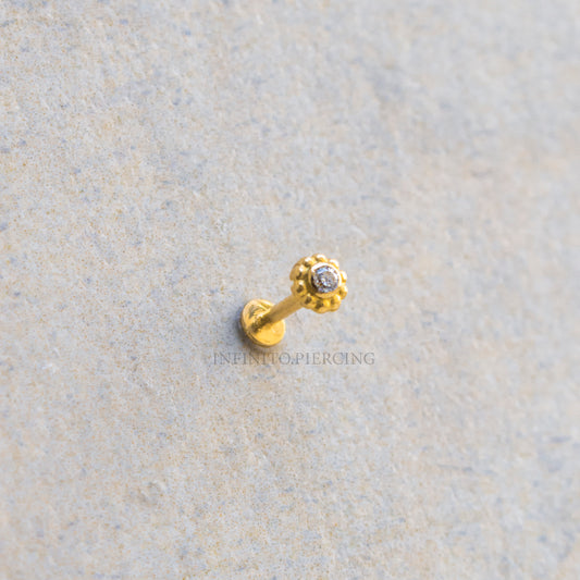 LABRET FLOR BALIN MOISSANITA ORO 18K
