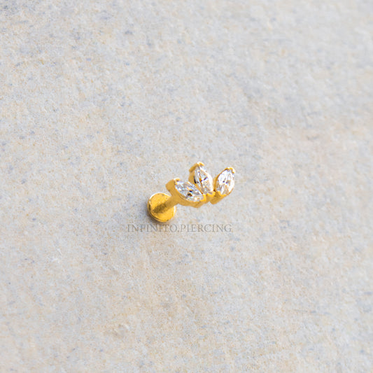 LABRET TRES PETALOS MOISSANITA ORO 18K
