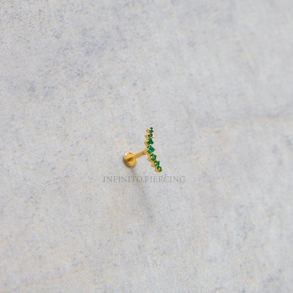 LABRET CLUSTER ESMERALDA ORO 18K