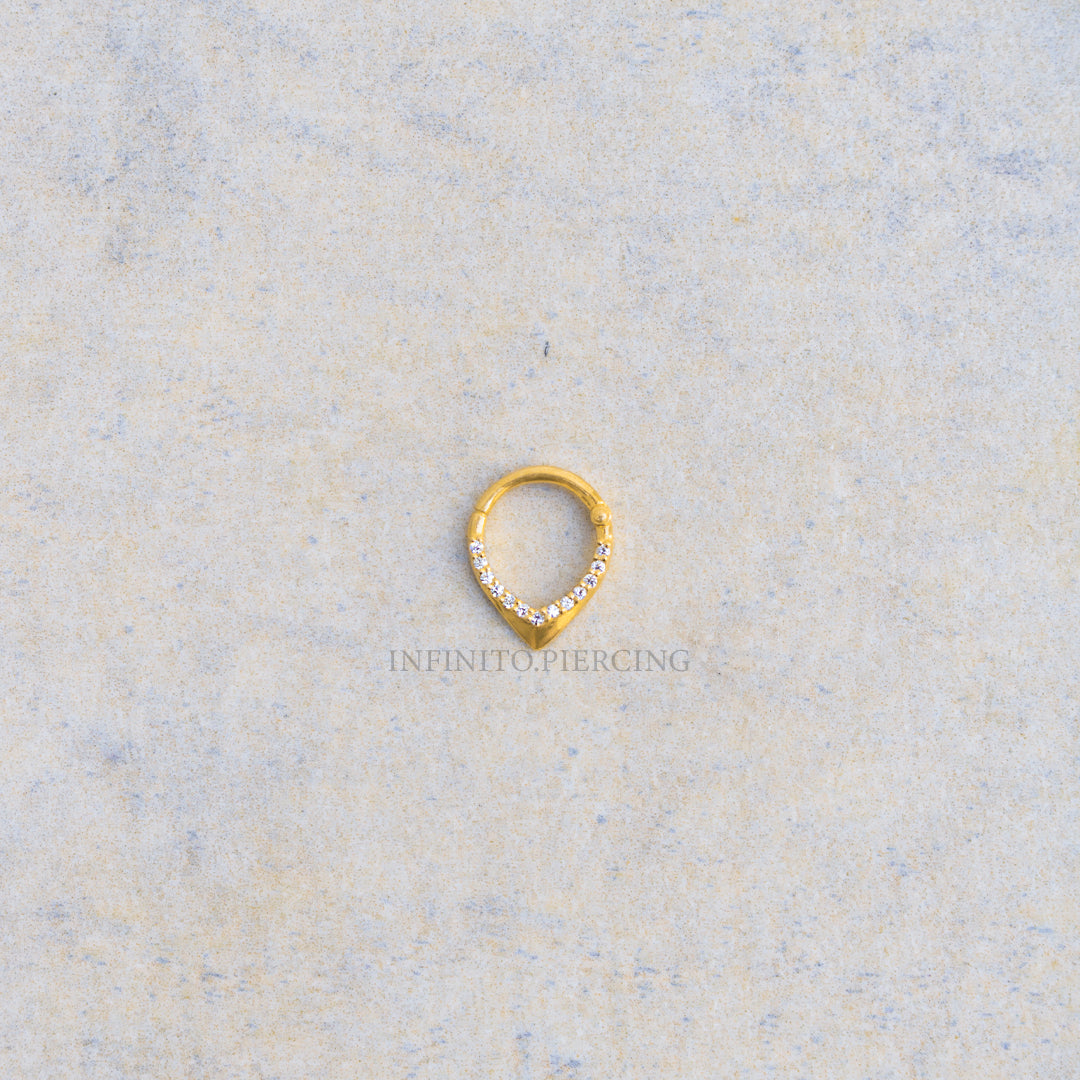 ARO CLICKER GOTA ZIRCÓN ORO 18K