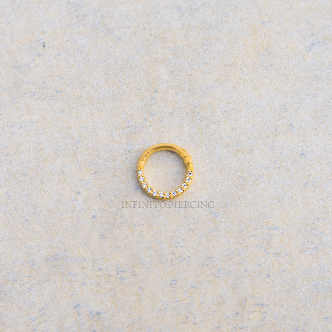 ARO CLICKER ZIRCÓN FRONTAL ORO 18K