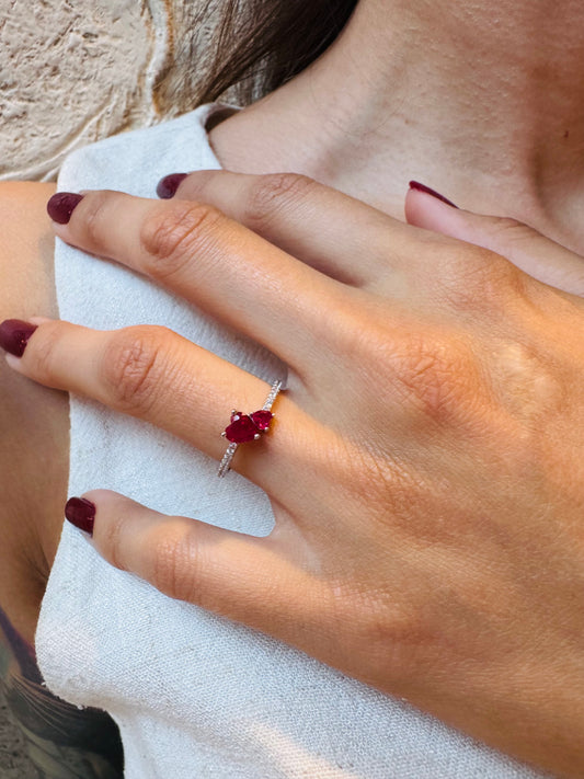 ANILLO CORAZONES PLATA