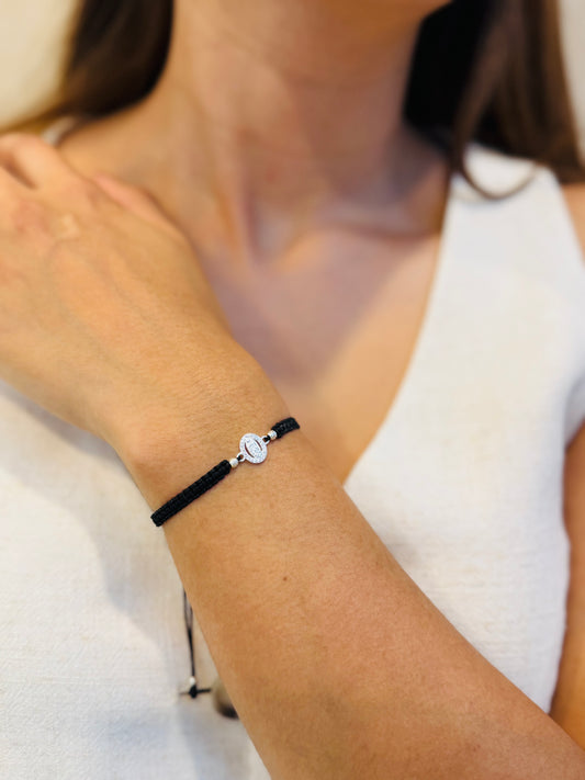 PULSERA TEJIDA VIRGEN PLATA